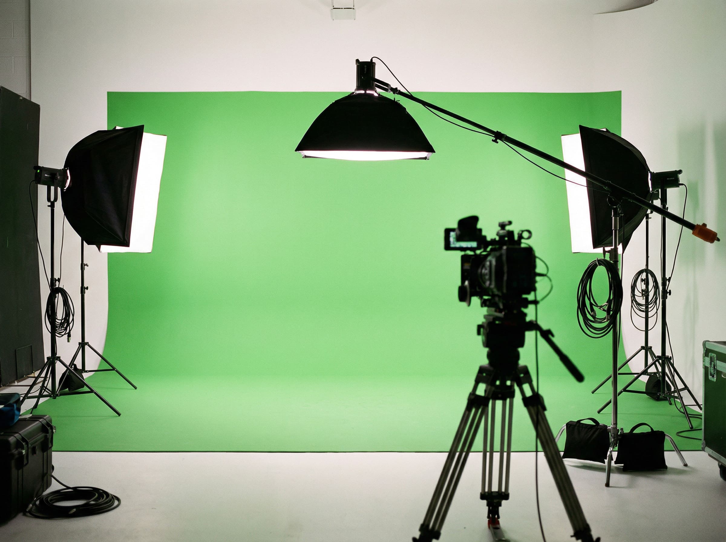 PowerDirector chroma key tool removing a green screen background from a video clip and replacing it with a new scene