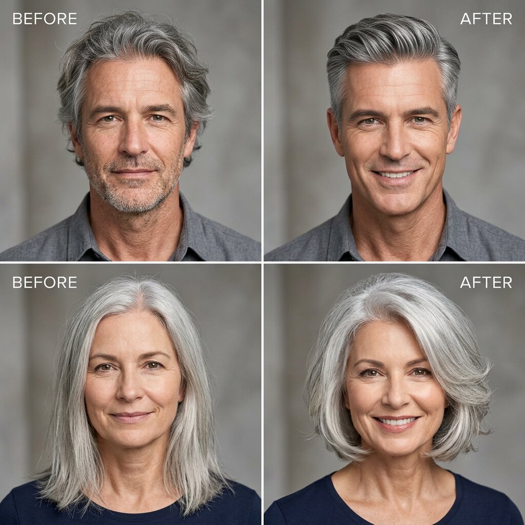 Importance d'une bonne coupe avec des cheveux gris