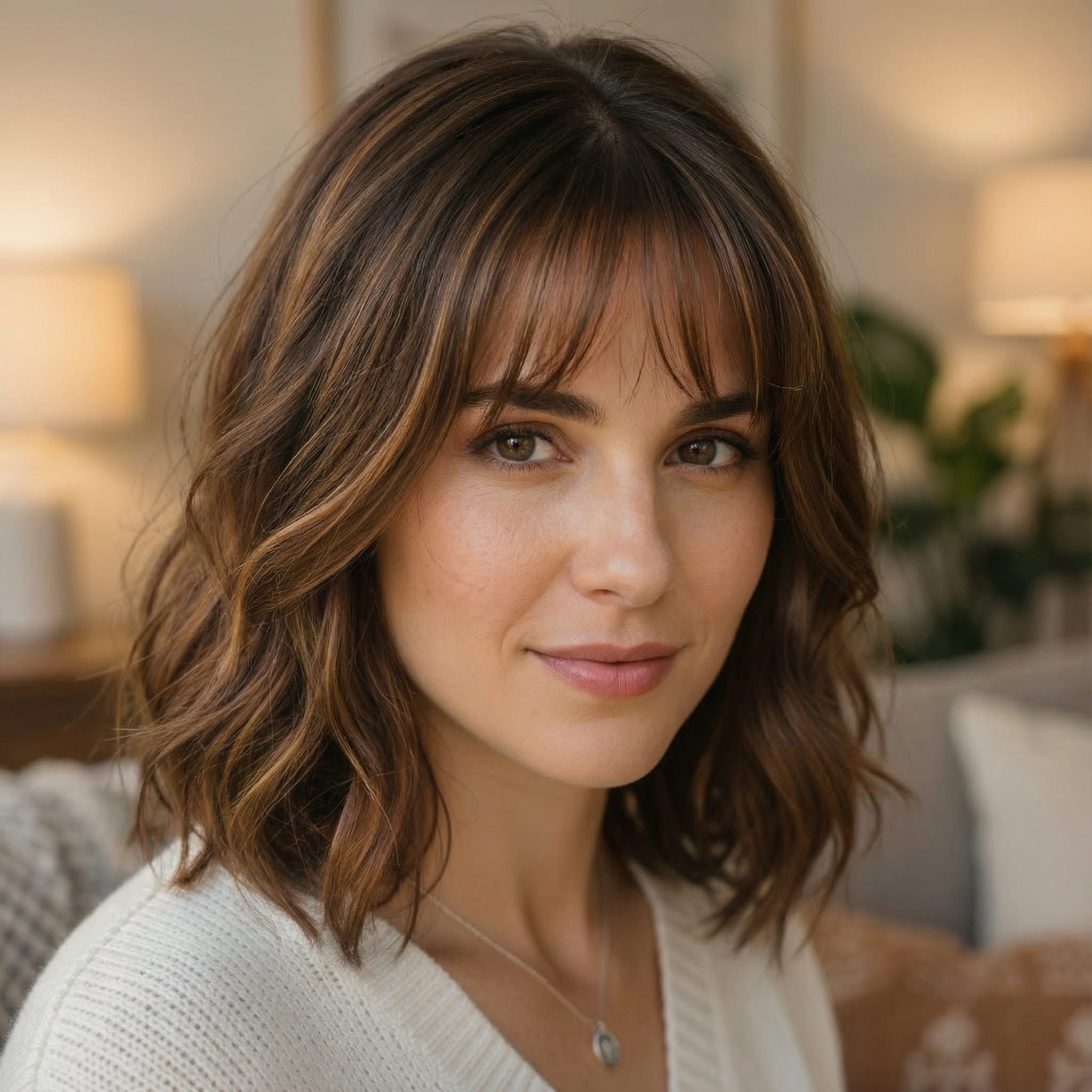 AI-generated wispy fringe hairstyle using Gemini AI