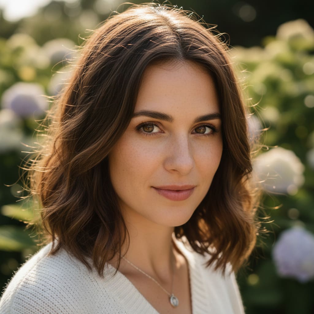 Reference photo before AI wispy fringe hairstyle