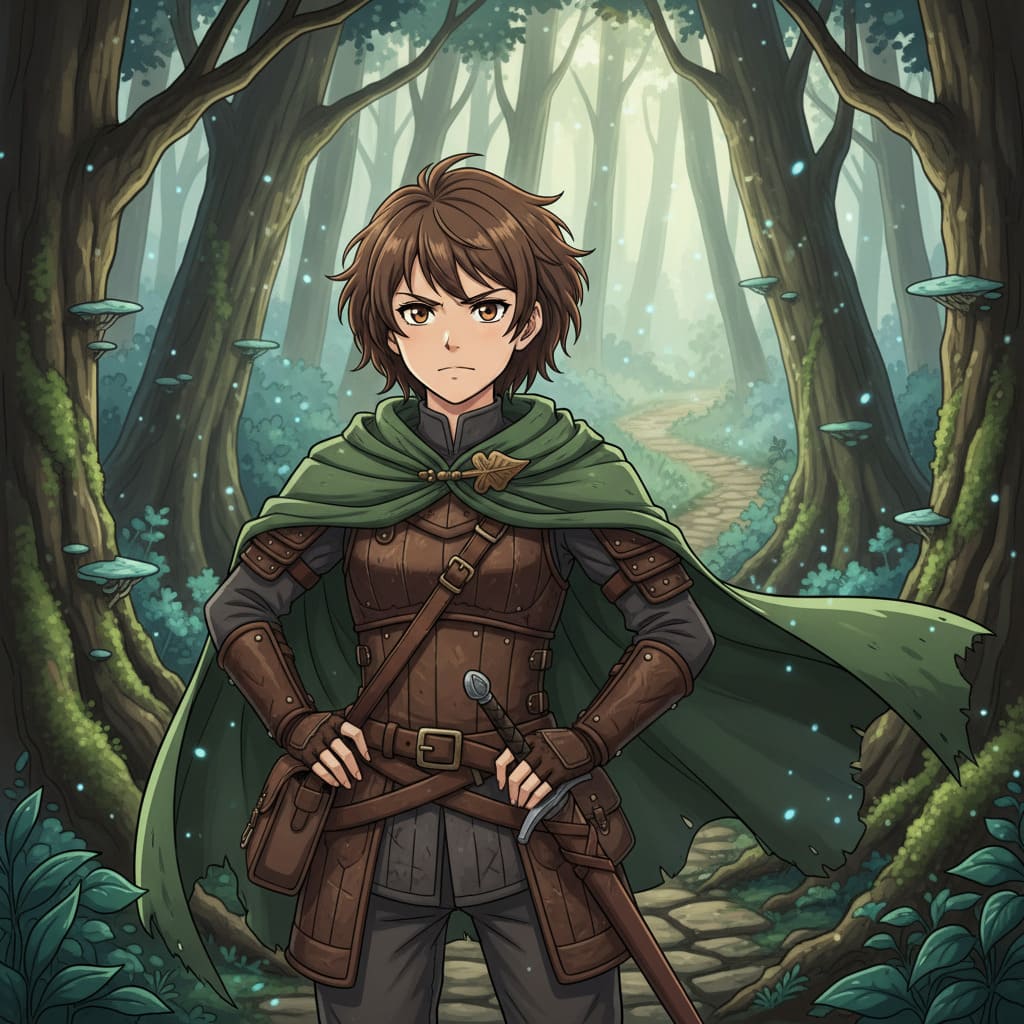 Young adventurer in forest AI-generated illustration