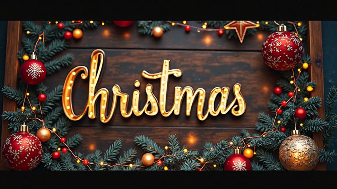 Miniature YouTube de Noël avec éléments festifs et espace texte