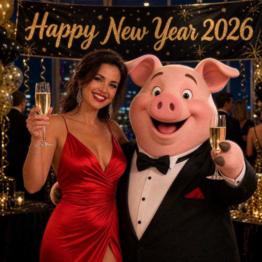 Glücksschwein auf der Silvesterparty