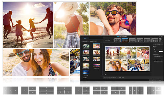 
image des mises en page possibles à l'aide de la fonction de collage vidéo
